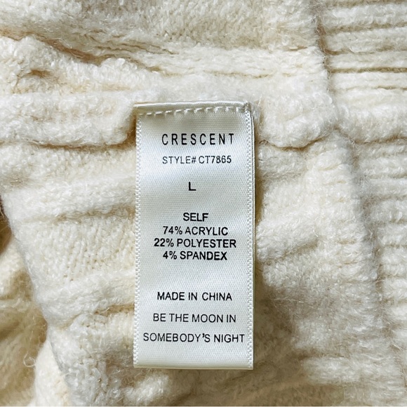 Crescent Anna Mock Neck Knit Cap Sleeve Cropped Sweater Cream Size L - Picture 5 of 5